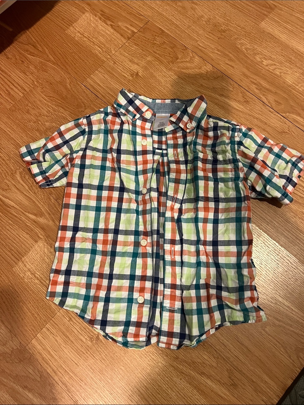 Gymboree Orange, Blue & Green Plaid Short Sleeve Button-Down Shirt